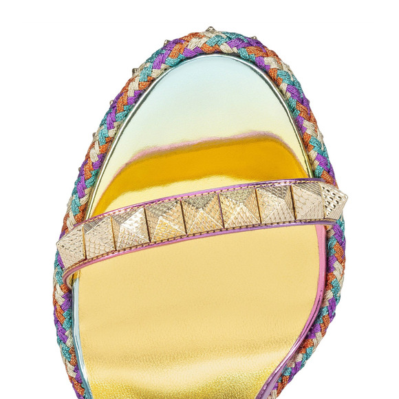 Christian Louboutin Pyraclou 110 Boreal Gold Multi Platform Wedge Sandal Heel 36 - Picture 7 of 15